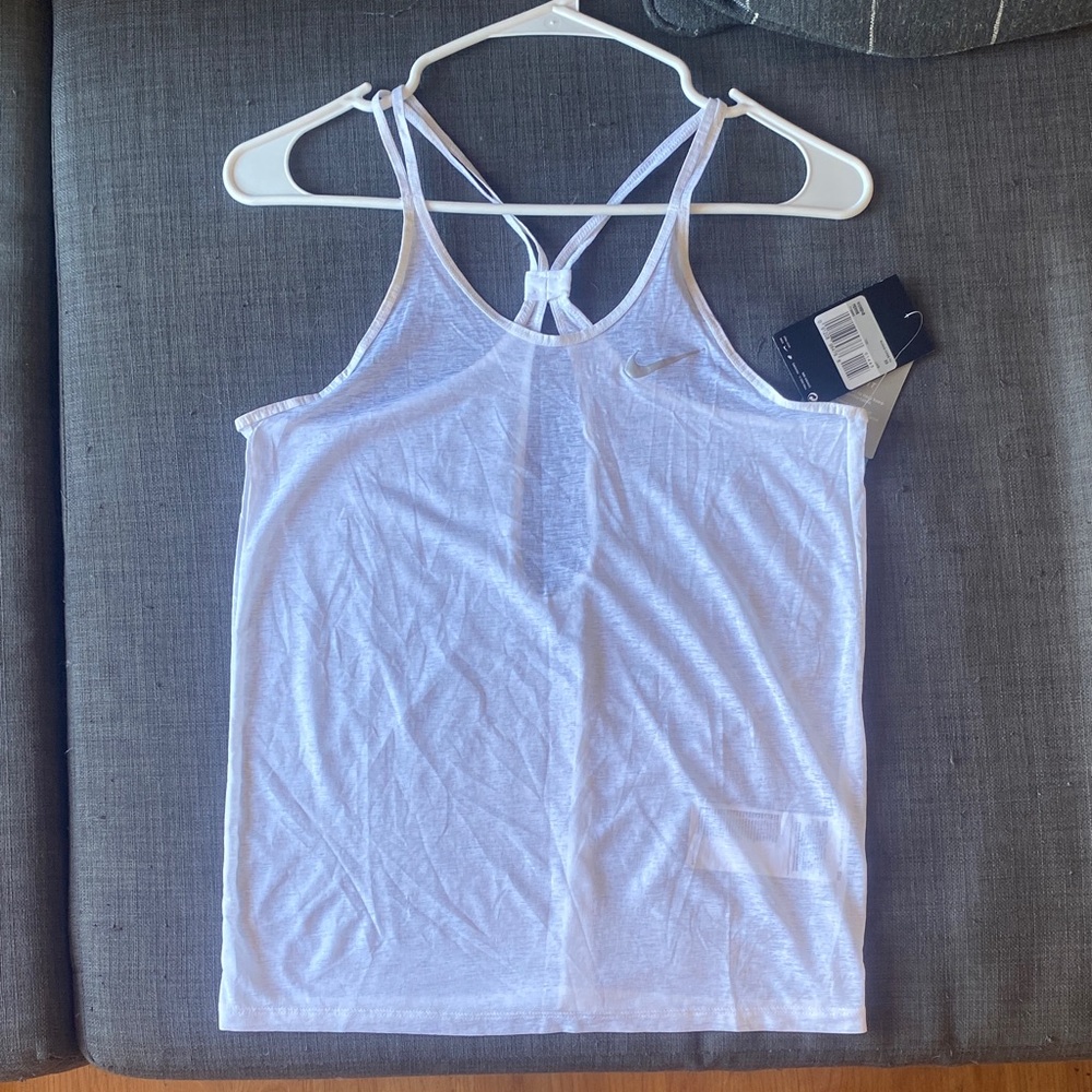 NWT Nike Women's Dri-fit White Tank Top with Gray Logo